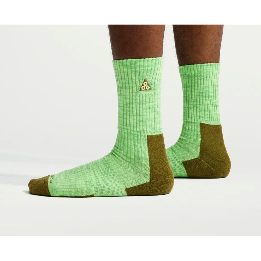 Nike ACG Crew Socks Men 8-12 Green Excellence Dri-Fit Outdoor
